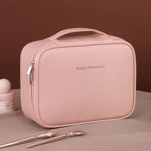 Trousse de toilette femme, Trousse à maquillage, Organisateur de maquillage, Cadeau pour fille, Idéale pour les voyages et les activités de plein air, rose.