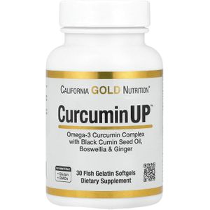 California Gold Nutrition CurcuminUP™ with Omega-3 Curcumin Complex, Black Cumin Seed Oil, Boswellia and Ginger, 30 Fish Gelatin Softgels