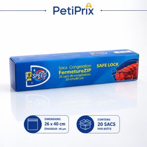 SPEED 20 Sacs Congélation 26 × 40 cm SAFE LOCK anti-fuite ZIP 