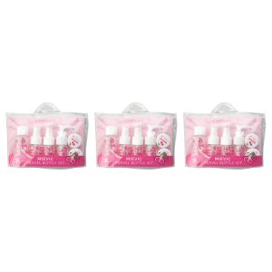 MIEVIC Lot de 3 - Set de Flacons de Voyage Rose Motif Cerise - Pour Cosmétiques et Liquides - Idéal pour le Transport et la Toilette -