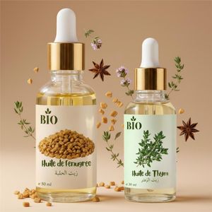Bio Coffret Huile fenugree 50 ml + Huile thym 30 ml routine beauté naturelle