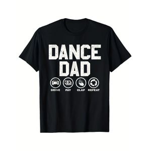 T-shirt Père Danseur Localfunny - Graphique Père Danseur avec Icônes de Danse, T-shirt Homme, Coupe Ample, Chemise Décontractée pour Entraînement de Danse, Spectacles, Cadeaux Fête des Pères - Tailles L-5XL (T-shirt Noir Blanc)