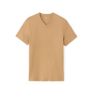 Celio T-shirt col V 100% coton - BEIGE LIGHT CAMEL -