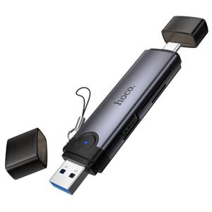 Hoco HB56 Lecteur de cartes portable 3 en 1 USB-A et USB-C / Type-C vers SD, TF, USB2.0