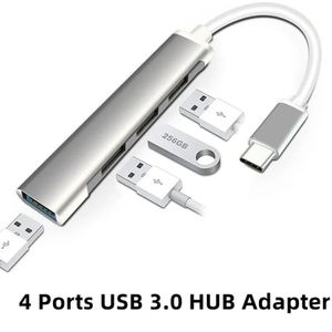 HUB multi-ports 4 en 1 USB 3.0 Type C, séparateur d'extension, adaptateur OTG haute vitesse pour ordinateurs portables, disque dur, souris, clavier