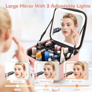 Mallette Cosmétique Lumineuse avec LED – Grande Trousse de Maquillage et Organisateur Beauté de Voyage