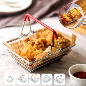 Mini paniers en acier pour servir frites et aliments frits de manière élégante (colleur aléatoire)