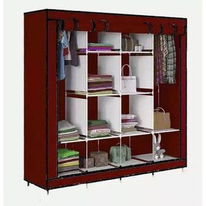 Grande Armoire Penderie pliable à 4 portes 12 étagères Pour Rangement de vêtements