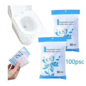 100 pcs Couverture de toilette jetable pour voyage, couverture de siège de toilette étanche