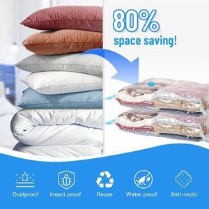 Pack de 2 Sac sous vide de stockage organisateur pour vêtements couette 60 x 80 cm