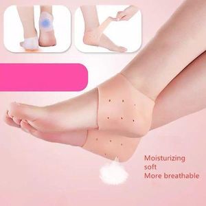 Protège-talons fin, hydratant, en silicone, pour pieds abîmés, 2 pièces, perforé, accessoire de soin pour les pieds, chaussette de protection, gel