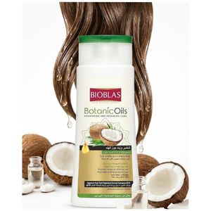 BIOBLAS Shampoing à l'huile de coco Botanic Oils - Nettoyant, Hydratant, Nourrissant, Réparateur, Adoucissant - 400 ml