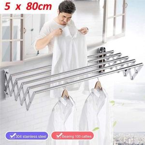 Support pour Sèche Linge vêtements en Aluminium 80 cm 5 Barres Étendoir extensible