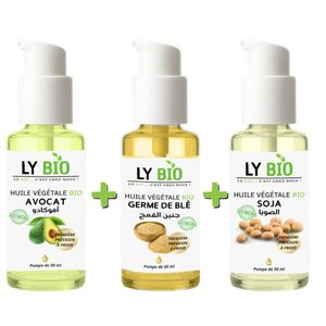 LY BIO PACK HUILE AVOCAT 50ml - POMPE + HUILE GERME DE BLE 50ML - POMPE + HUILE SOJA 50ML - POMPE