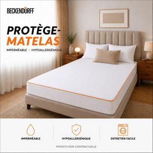 Beckendörff Protège-Matelas 180x200 cm – Imperméable, Hypoallergénique Et Facile à Entretenir (En Machine à 30°)