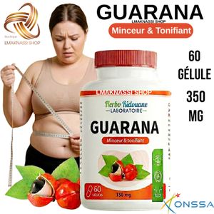 Herbo Ridouane Gélule guarana : pour améliorer la concentration, l’activité physique et mentale et combattre la fatigue.