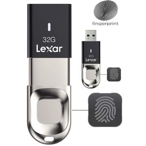 Lexar Cle USB 32GB JumpDrive Fingerprint empreinte Rétractable F35 USB 3.0 Gen1, jusqu'à 150MB/s ,10 identifiants 