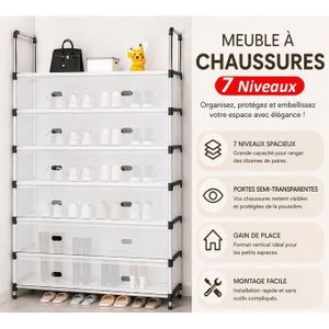 Meuble 7 couches pour chaussures, Etagère de rangement, Diaphragme anti-poussière porte de dortoir