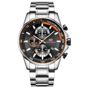 MINI FOCUS montre-bracelet en acier inoxydable pour hommes, résistante à l'eau 30M