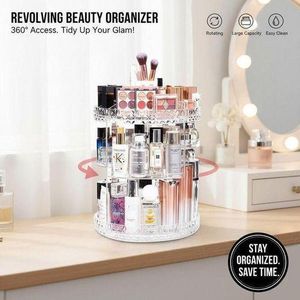 Organisateur Maquillage Rotatif 360° Transparent – Boîte de Rangement Cosmétique Grande Capacité en Acrylique – Support Rouge à Lèvres, Bijoux et Produits Beauté