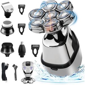 Rasoir Electrique Tête,Rasoir Électrique 7 En 1,Rasoir à Tête Chauve,Rasoir à Écran Led,Polyvalent 7d,Tondeuse à Barbe Multifonction,Ultra Précis,Rapide,Etanche,Sans Fil