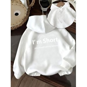 Si tu penses que je suis courte, Ma patience Imprimé Femme Tendance Décontracté Athlétique Sweat à capuche, Haut polyvalent confortable à manches longues avec poche kangourou