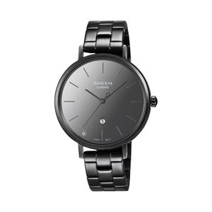 Casio Sheen Collection - Monochrome noire et profil ultra-plat - Verre Saphir anti rayures - Dateur sur 6h - SHE-4544BD-1A