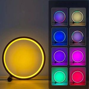 Lampe de Table LED RVB en Forme de Cercle – Lumière d’Ambiance Musicale Réactive – Tactile & Télécommande – Éclairage USB Dimmbable pour Chambre, Salon, Bureau