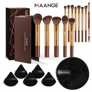 Maange Ensemble Maquillage 20 Pièces – 13 Pinceaux Professionnels Visage Yeux Sourcils + 5 Éponges Makeup + Éponge Démaquillante et Boîte de Rangement