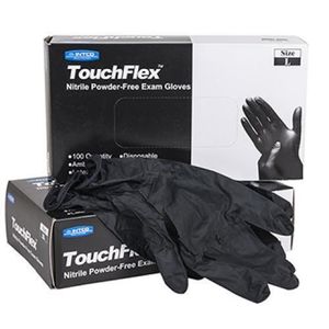 TouchFlex Gants Nitrile Noir Sans Poudre x100 – Taille Large – Gants Jetables Résistants pour Mécanique, Tatouage, Cuisine & Nettoyage