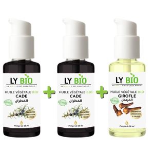 LY BIO PACK 2 X HUILE CADE 50ML - POMPE + HUILE GIROFLE 50ML - POMPE