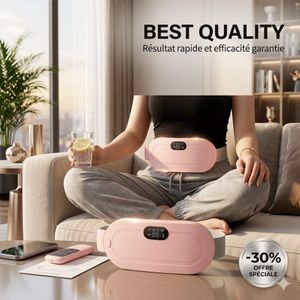 Coussin Chauffant Menstruel Ceinture Chauffante Ventre de Massage pour Soulage les Douleurs Abdominales Menstruelles 3 Niveaux Température 4 Modes (Rose)