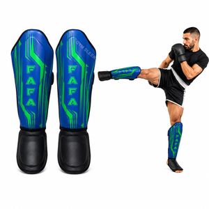 FAFA SPORT واقيات قصبة الساق لمواي تاي، MMA وكيك بوكسينغ - حماية مزدوجة، قابلة للتعديل ومريحة