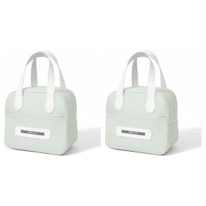 Lot de 2 - Sac Repas Minimaliste - Design Pastel Carré - Usage Quotidien & Pique-Nique - Gris Clair
