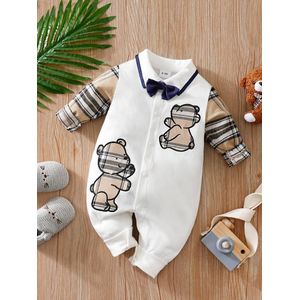 Body 100% coton pour bébé avec manches à carreaux – Tissu léger et doux pour l'été 