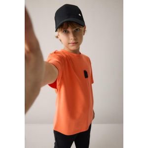 Defacto T-shirt oversize orange imprimé au dos en modal à col rond et manches courtes pour garçon