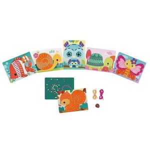 Jeu Créatif de 6 Cartes à Lacer Animaux avec 12 Lacets Colorés