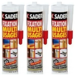 Sader Mastic de Fixation Multi Usages - Adhésif Puissant - Pour Bricolage et Rénovation - 310ml - Lot de 3