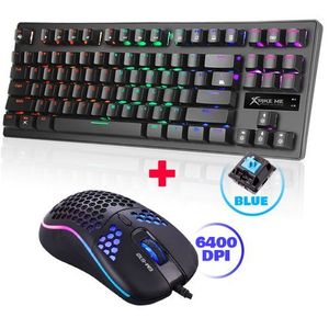 Jedel Clavier Gamer mécanique KL 88 Mode RGB - Bleu Switch