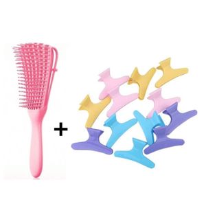 Brosse Octopus rose+12 pinces à griffes Multicolores
