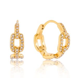 Clémentine Paris Boucles d'oreilles de luxe pour femme plaqué or Maillon Pavé Doré OGN138