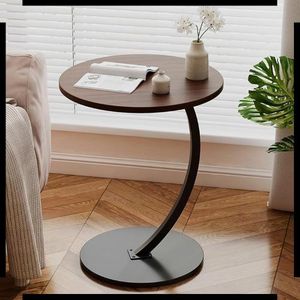 Table d'Appoint Design en Forme de C - Petite Table Basse Ronde pour Salon et Chambre - Style Industriel et Moderne