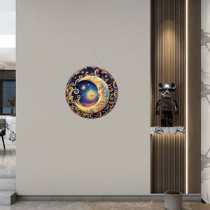 Ombres Chuchotantes, Suspension Murale en Bois au Design Classique de Lune - Décoration Polyvalente pour Maison et Jardin, Accent Artistique pour Chambre, Parfait pour Chambre à Coucher/Maison, 19.99x19.99 cm