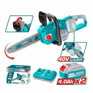 TOTAL Tronçonneuse sans fil 16" 40 V avec batterie et chargeur