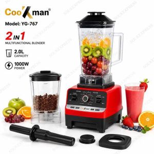 Mixeur Mélangeur Blender Multifonction - Robot 2 Bols incassable - Mixeur à Fruits pour Jus et Smoothies + Moulin Broyeur céréales et café - Poussoir Inclus