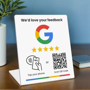 Google Reviews NFC & QR Code Stand – Support Avis Google Stable et Élégant pour Bureau, Réception, Comptoir ou Salon, Installation Facile
