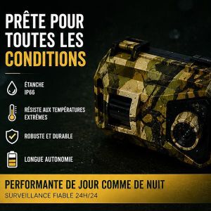 Caméra de Chasse Solaire 4G 48MP 4K – Vision Nocturne IR, Détection de Mouvement et IP66