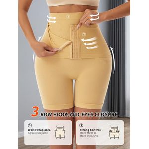 Culotte Gainante Femme Taille Haute avec 3 Rangées d’Agrafes, Short Sculptant Effet Liftant Hanches et Ventre, Forte Compression, Sans Couture