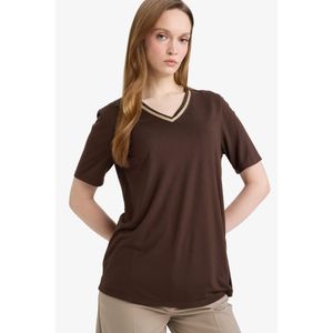 Defacto T-shirt à col V manches courtes Coupe régulière