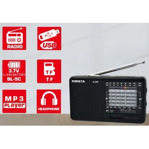 XHDATA D-328 - راديو FM AM SW ، مشغل MP3 محمول على الموجات القصيرة مع بطاقة TF